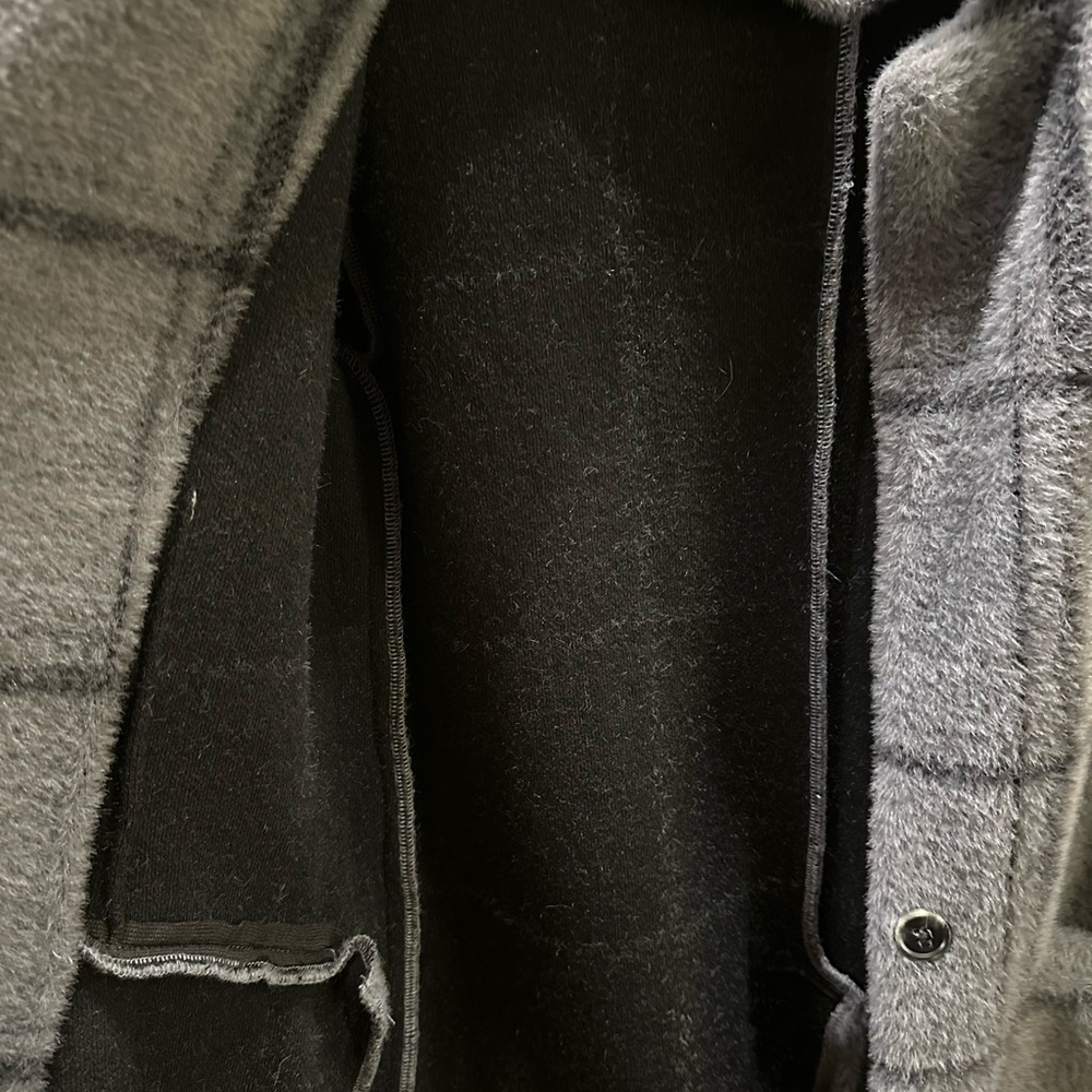 Z Supply Charcoal Windowpane Sweater Blazer Cozy Plaid Jacket Small - Picture 7 of 9